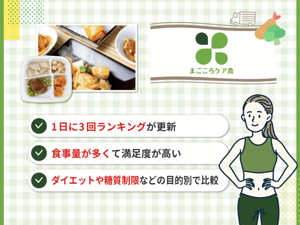 まごころケア食は1日に3回ランキングが更新されて人気メニューが分かりやすい